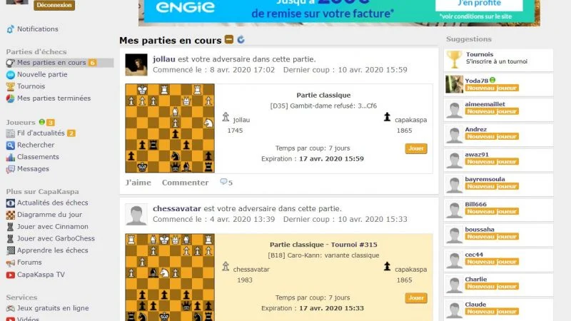 CapaKaspa : jouer aux échecs et partager vos parties